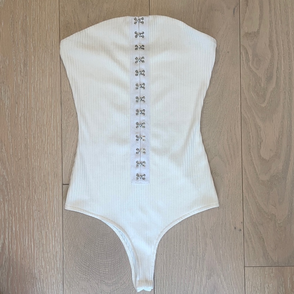White strapless bodysuit